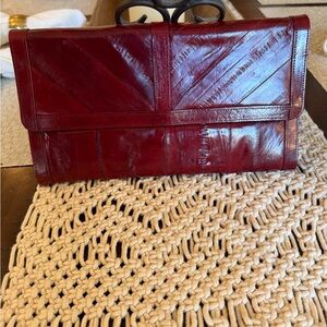 Vintage eelskin leather clutch handbag